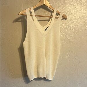 Halogen Cream Sleeveless Knit Top Large